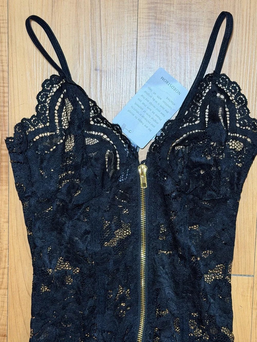 Ann Summers Black Lace Zip Sexy Teddy Bodysuit Women Intimates Garter Straps